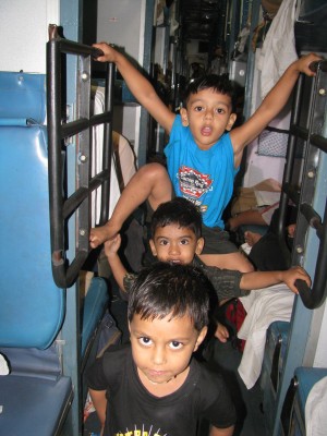 Kids in train